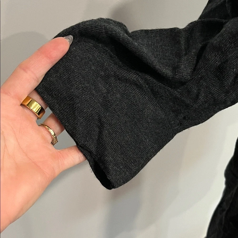 Eileen Fisher Black Short Sleeve Scoop Neck Sweater Charcoal Gray Large